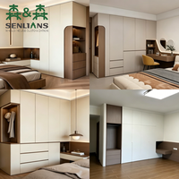 Armoire portable moderne en bois avec portes vitrées hautes et éclairage LED pour la maison, la chambre et l'hôtel - Solution de rangement personnalisable