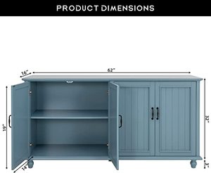 Houten Ladekast Lange Dressoir Buffetkast Te Koop In Blauwe En Witte Kleur - Product Image 2