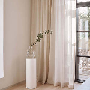 Cortinas Elegantes de Lino Translúcido con Ondas en Forma de S, con Rieles y Cenefas, Voile Transparente - Product Image 5