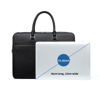 Nouvelle sacoche d'affaires pour homme en cuir de vachette véritable, doublure en polyester, multifonctionnelle, grande capacité, 14 pouces, sac à main