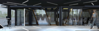 Studio de fitness modulaire préfabriqué en conteneur, salle de sport portable personnalisée en conteneur pour centre de fitness commercial extérieur