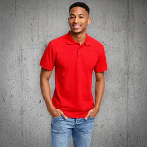 <b>Men's</b> <b>Red</b> Short Sleeve <b>Polo</b> <b>Shirt</b> 100% Cotton Oxford Fabric Breathable Casual Style Solid Color Regular Fit - Product Image 4
