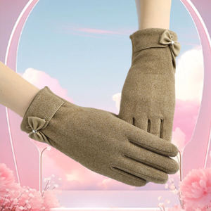Winter <b>Warm</b> <b>Gloves</b> Solid Color Bow Wrist Touch Screen Anti-slip Breathable Women Travel Cycling Low MOQ Fast Dispatch Durable - Product Image 2