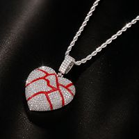 Collier Pendentif Cœur Brisé en Laiton CZ Audacieux pour Hommes et Femmes, Style Hip Hop Emo, Doré Argenté, Effet Glacé, Cadeau Témoin d'Émotion