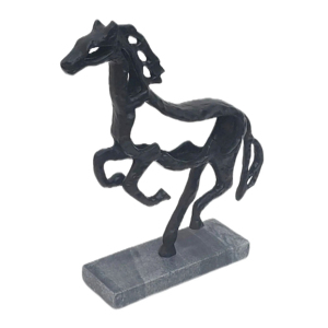 Scultura di cavallo al galoppo in metallo e marmo, statua decorativa per la casa, soggiorno, ufficio, mensola, tavolino da caffè - Product Image 2