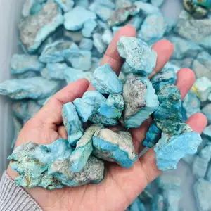 厂家批发天然粗糙蓝色绿松石自由形式石雕愈合能量水晶生石家居装饰