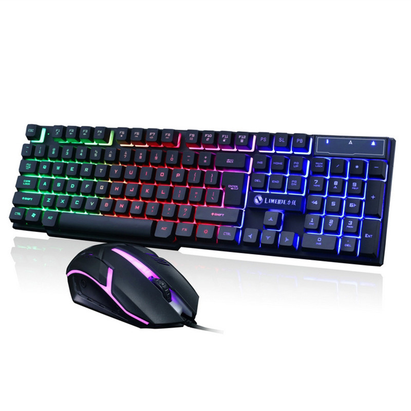 GTX300 set keyboard dan mouse bercahaya, kabel 2.4g 1084Key keyboard dan mouse komputer lampu latar mekanik dan tetikus