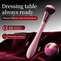 Mini vibromasseur discret en forme de pinceau de maquillage - Masseurs personnels, pinceau de maquillage 2 en 1 et stimulateur clitoridien G-Spot, jouets sexuels