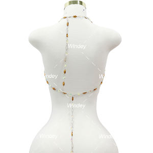 Fete Season unico sirena nucleo di cristallo <span class=keywords><strong>marrone</strong></span> reggiseno di cristallo di strass da <span class=keywords><strong>donna</strong></span> carnevale top di pietra con perline <span class=keywords><strong>gilet</strong></span> - Product Image 3