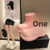 Bottes de pluie mi-mollet pour femme, style influenceur, imperméables, antidérapantes, à semelle épaisse, pour l'extérieur, toutes saisons, style clown mignon