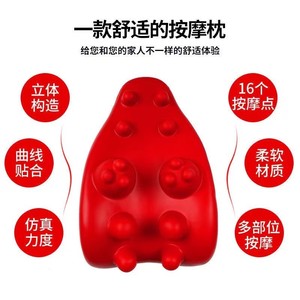 Oreiller cervical en forme de cale, ferme, pour massage et soutien du cou, couleur rouge - Product Image 3