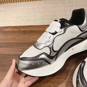 Zapatillas Deportivas Casuales de Diseño de Alta Calidad con Cordones, Parte Superior de Cuero Genuino, Suela Gruesa y Suave, Transpirables, de Malla Blanca para Hombre - Product Image 5