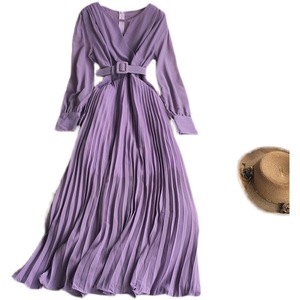 Moda <span class=keywords><strong>a</strong></span> pieghe retrò abito scollo <span class=keywords><strong>a</strong></span> V in vita dimagrante gonna grande posto gonna <span class=keywords><strong>a</strong></span> trapezio abito Casual da donna di <span class=keywords><strong>classe</strong></span> - Product Image 6