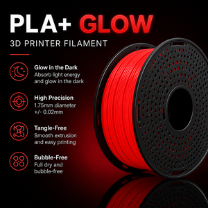 Filamento PLA+ Luminoso en la Oscuridad para Impresora 3D, 1.75mm ±0.02mm, Rojo Luminoso, Extrusión Suave Sin Obstrucciones para Impresión 3D FDM - Product Image 1
