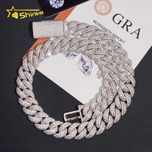 Chaîne cubaine de luxe en argent massif 925 de 18 mm avec moissanite VVS, testée au diamant, style hip-hop glacé - Product Image 1