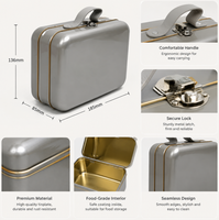 Boîte à lunch en métal, récipient en métal réutilisable de qualité alimentaire, boîte de rangement portable en métal, logo personnalisé pour le bureau, le pique-nique, l'emballage cadeau
