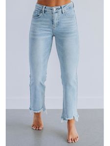 Pantalones Vaqueros <span class=keywords><strong>de</strong></span> Mujer Estilo 2026, Ligeramente Acampanados, <span class=keywords><strong>de</strong></span> 9 Pulgadas, Levanta Glúteos, Pierna Ancha, Adelgazantes, con Bordes Deshilachados - Product Image 3