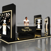 Kiosque personnalisable Stand centre commercial affichage LED en verre trempé métal contreplaqué cosmétiques parfum vitrines parfum Kiosque à vendre