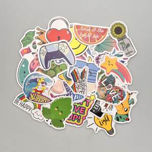 Muestra gratis coche pegatina dibujos animados pegatina impermeable adhesivo logotipo personalizado vinilo corte transparente PVC cosmético pegatina impermeable - Product Image 2