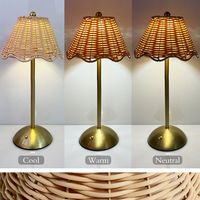 Lampe de table moderne en rotin synthétique unique, rechargeable et à intensité variable, éclairage décoratif pour salon, bureau et restaurant à domicile