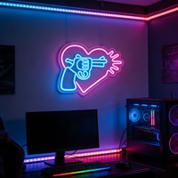 Neonawall En gros Enseigne néon LED personnalisée en forme de cœur, flexible USB, à fixer au mur, pour décoration murale de mariage, fête, maison, café