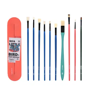 New Miya 10pcs Watercolor Acrylic Oil Paint Artist Paint Brush Set Custom, Acrylic Paint Brushes Plastic For Art Painting