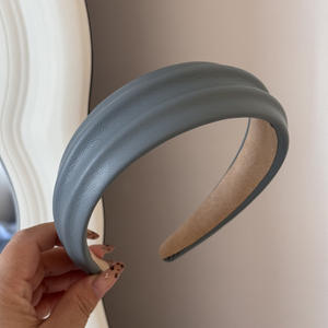 Serre-tête large en cuir PU couleur unie, style minimaliste et irrégulier, pour femme - Product Image 6