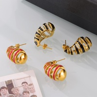 Boucles d'oreilles clous personnalisées pour femme en acier inoxydable plaqué or, style punk, multicolores, motif goutte d'eau émaillée, creuses, à vis