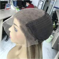 Perruque complète en cheveux humains européens de qualité supérieure, couleur blond doré, lisse, avec dentelle HD sur le devant, pour femmes
