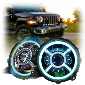 Nokta renk değiştirme RGB Halo LED farlar için 2018-2024 Jeep Wrangler JL aksesuarları rubiconjeep Wrangler gladyatör JT parçaları