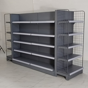 Étagères de supermarché robustes, taille personnalisable, présentoir métallique avec dos perforé, mobilier de magasin d'alimentation en gros - Product Image 4