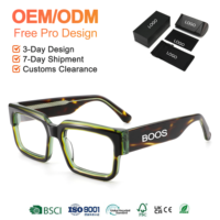 Lunettes de vue carrées épaisses en acétate avec logo personnalisé, montures optiques vintage rectangulaires pour homme et femme, série BOSS, OEM ODM