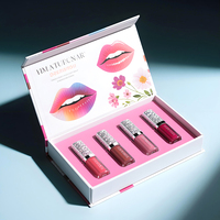 Design imprimé personnalisé brillant à lèvres rouge à lèvres pliable fermeture magnétique boîte en carton rigide boîtes d'emballage en papier cosmétique