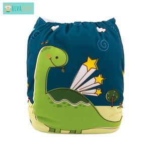 ALVABABY Dinosaurier-Bedruckte Stoffwindeln für Babys, Moderne Stoffwindeln nach Maß, Wiederverwendbare Taschenwindeln, Modisches Design, Umweltfreundlich - Product Image 3