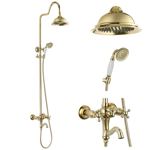 Victoria đánh bóng <span class=keywords><strong>Chrome</strong></span> mạ Brass trang trí phòng tắm vòi hoa sen Set với Slide Bar tầng đứng vòi nước diverter cho khách sạn - Product Image 3