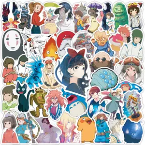 50 buah keluaran baru stiker kartun Ghibli Studio untuk Dekor rumah mobil Laptop stiker vinil Totoro Miyazaki Hayao Anime
