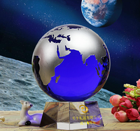 Trophée Globe Terrestre en Verre Cristal Bleu avec Carte Mondiale, Design Unique pour Récompense de Coopération Commerciale