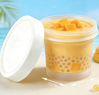 Conteneur en plastique PP blanc givré de qualité alimentaire de 200 ml avec couvercle à vis pour crème glacée, gâteau, dessert