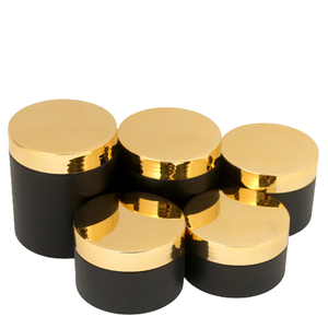 Pots de crème Pot de gommage corporel vide 100ml 120ml 150ml 200ml 250ml Couvercle argenté doré brillant Récipient cosmétique en plastique PET noir - Product Image 1