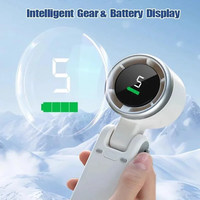 Ventilateur portable turbo 2026 - Mini ventilateur personnel rechargeable à 5 vitesses, souffle de l'air froid, fonctionne sur batterie, idéal pour les voyages