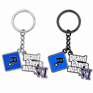 Porte-clés en alliage de zinc personnalisés en gros, porte-clés avec logo de marque d'entreprise, porte-clés en émail 2D 3D, lettres de dessin animé <span class=keywords><strong>GTA</strong></span> 6 - Product Image 6