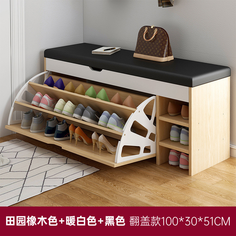 [Flip-top with secondary compartment] Rustic oak color 100*30*51cm