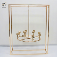 Candélabre géométrique moderne en métal doré de haute qualité, bougies coniques blanches, marque Hayworth, 90 cm, centre de table de mariage