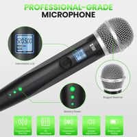 Microphone dynamique sans fil professionnel XTUGA LSY-104 True Diversity cardioïde 4 canaux avec suppression du bruit et connecteur XLR métallique