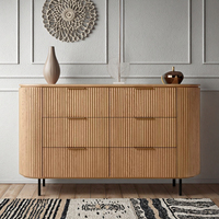 Commode de rangement de luxe Byron à 6 tiroirs en chêne massif courbé, fabriquée à la main, écologique, design européen moderne, taille et couleur personnalisables