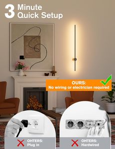 High Quality Battery Powered Wireless Dimmable LED Touch Control Minimalist Indoor Bedroom Hotel <b>Corridor</b> Decor Wall Lamp - Product Image 2