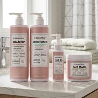 Ensemble de soins capillaires biologiques à étiquette privée personnalisée, shampooing naturel à l'aloe vera, à l'huile d'argan, à l'eau de riz
