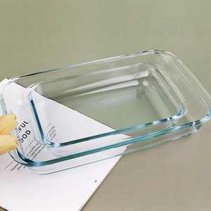 Juego de bandejas para hornear de vidrio de borosilicato de alta resistencia, de forma rectangular, con tapa para <span class=keywords><strong>horno</strong></span> microondas. - Product Image 3