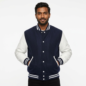 Veste universitaire de baseball pour homme en laine polaire de haute qualité, style universitaire, fabriquée au Pakistan, avec col montant et lettrage sur le devant - Product Image 1