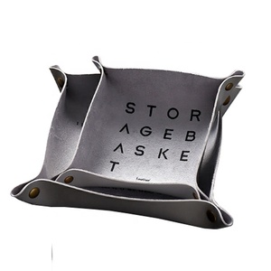 Gray Soft Leather Catch All Desktop <strong>Storage</strong> <strong>Tray</strong> Jewelry PU Leather <strong>Tray</strong> Foldable Kitchen Felt Leather <strong>Tray</strong> - Product Image 5